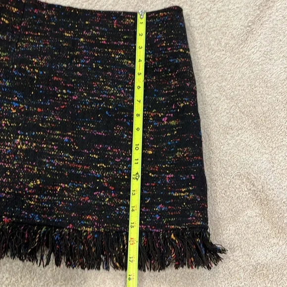 NEW GANNI WOOL A-LINE TWEED SKIRT in BLACK Size 38 / US 6